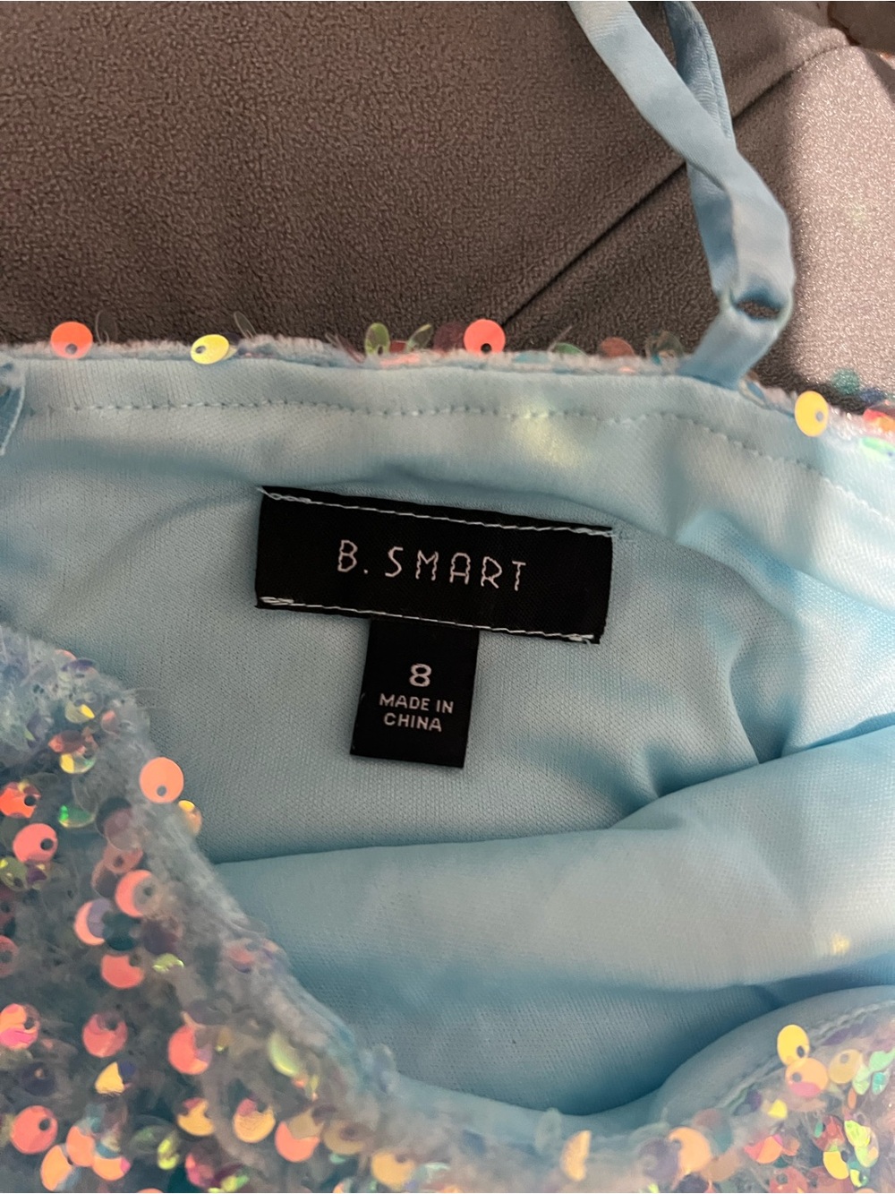 B. Smart Light Blue Sequin Mini Dress - Picture 8 of 11